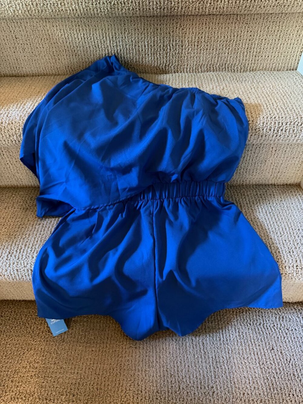 NWT Cupshe One Shoulder Draped Cape Romper Royal Cobalt Blue